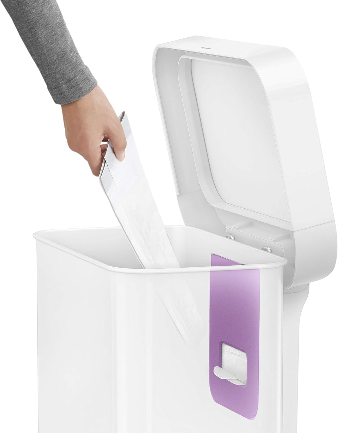 55 Liter Rectangular Kitchen Step Trash Can, White Stainless Steel Q501