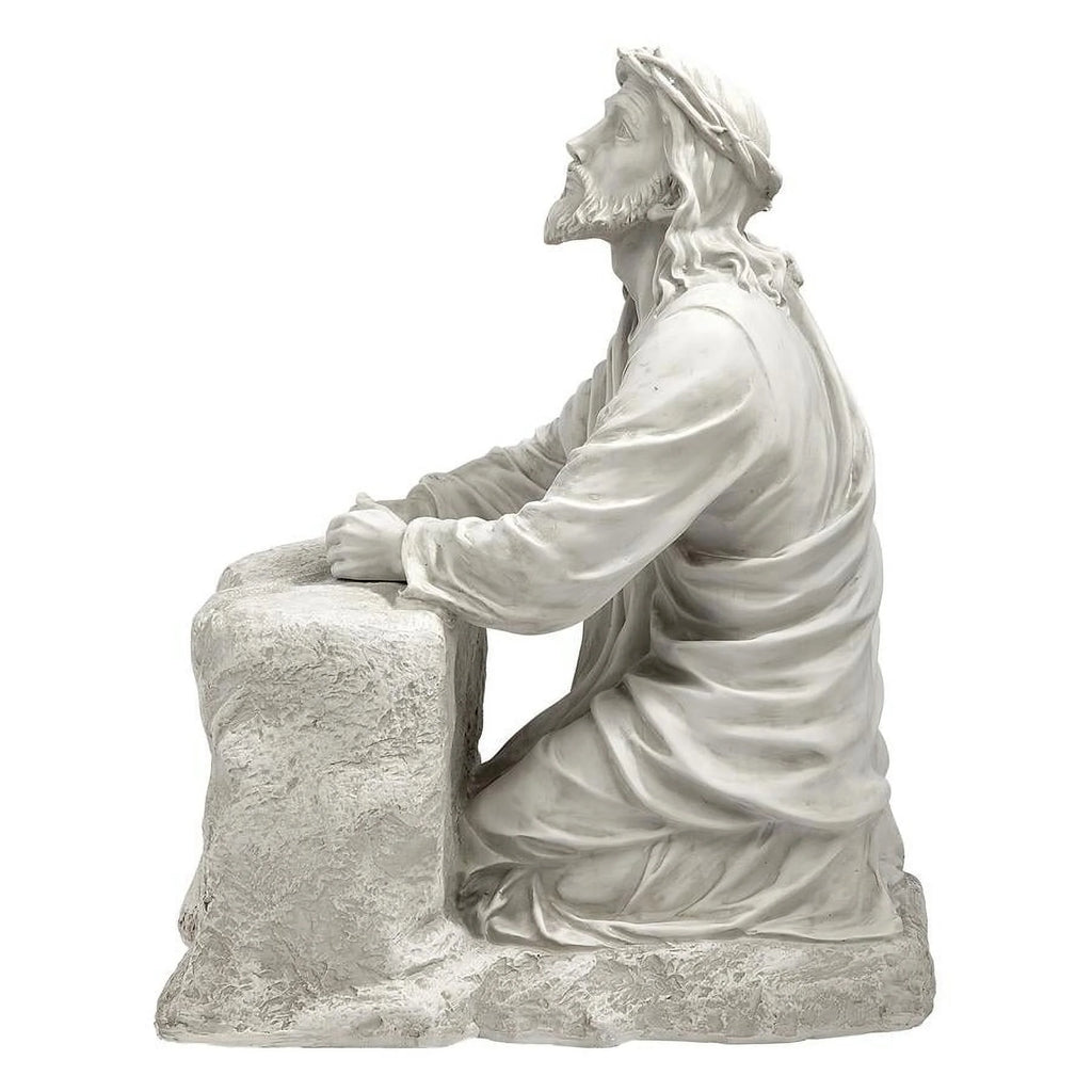 Jesus in the Garden of Gethsemane Religious Garden Statue, 23 Inch, Antique Stone P11946