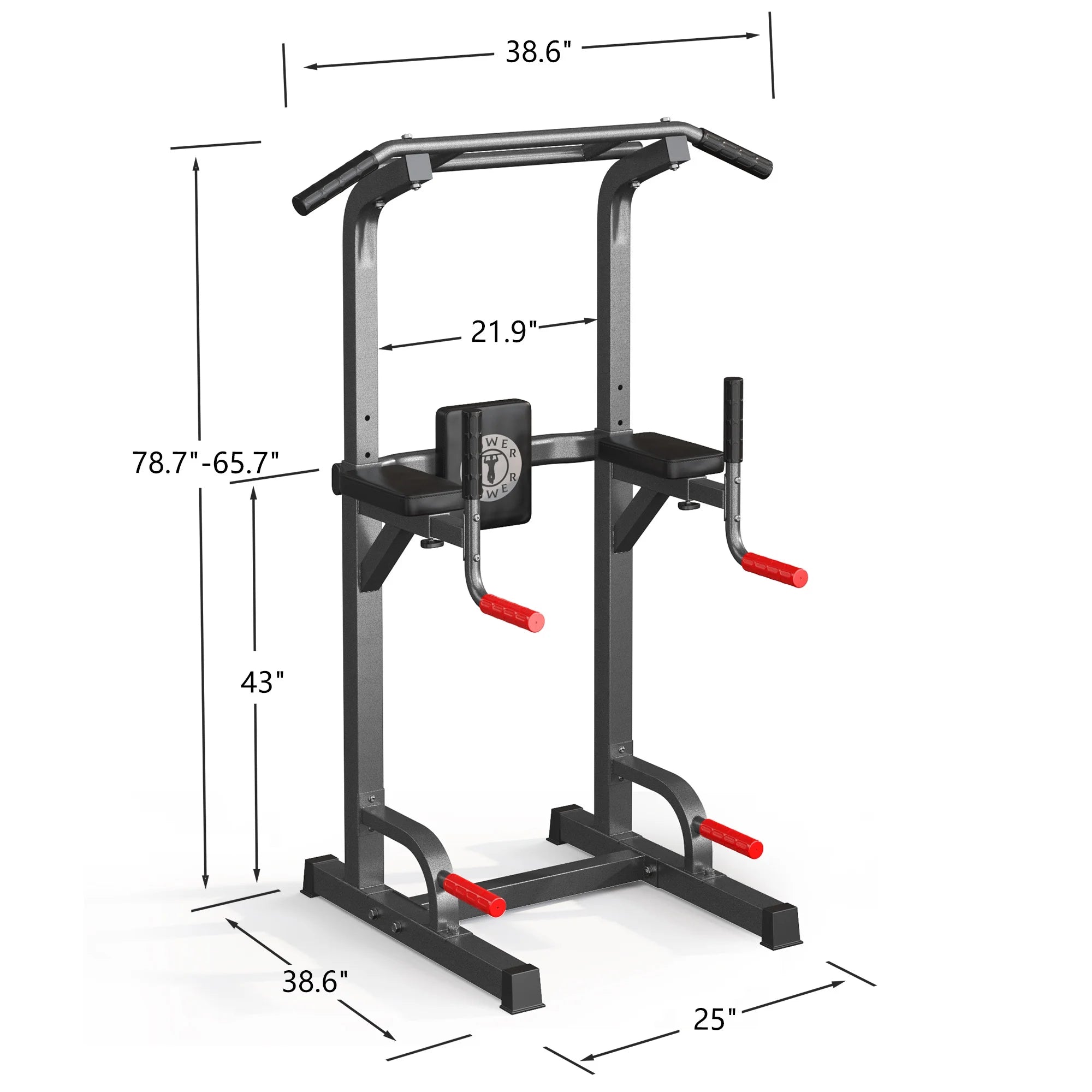 Power Tower Dip Station Pull Up Bar Stand with Adjustable Height R971