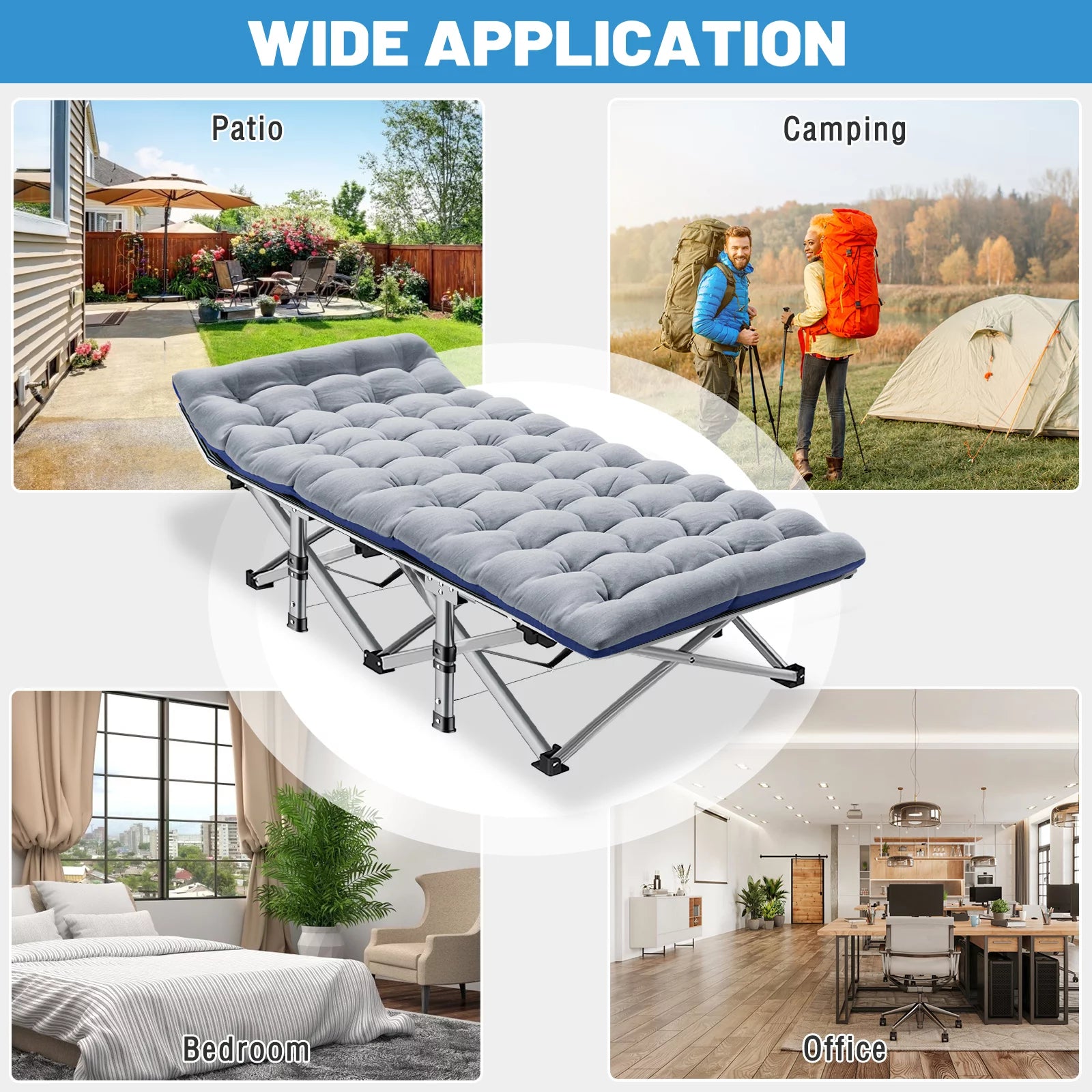 Camping Cot for Adults, Portable Folding Bed with Mattress and Carry Bag J418
