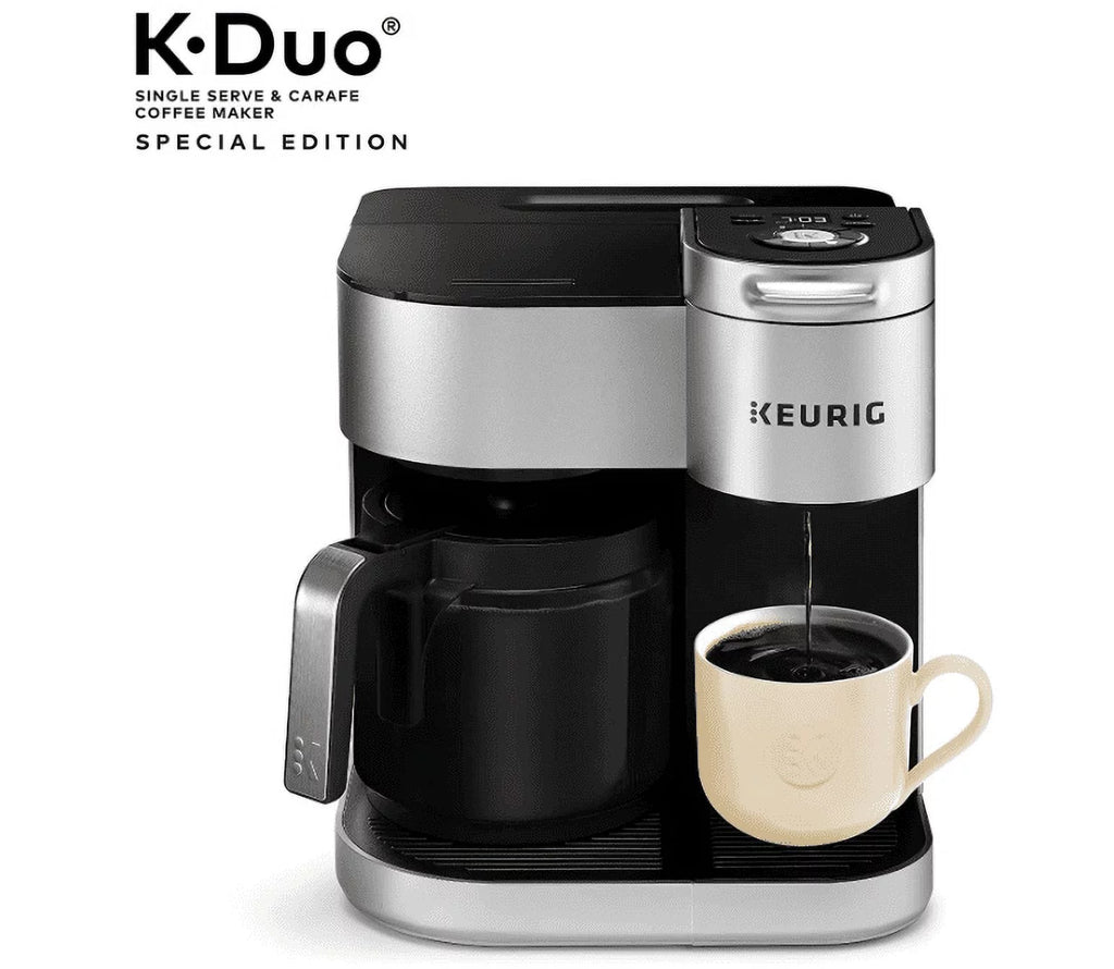 Single Serve and 12-Cup Drip Coffee Maker with K-Cup Pod Compatibility, Silver E8286