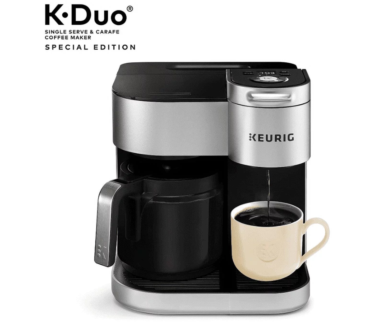 Single Serve and 12-Cup Drip Coffee Maker with K-Cup Pod Compatibility, Silver E8286