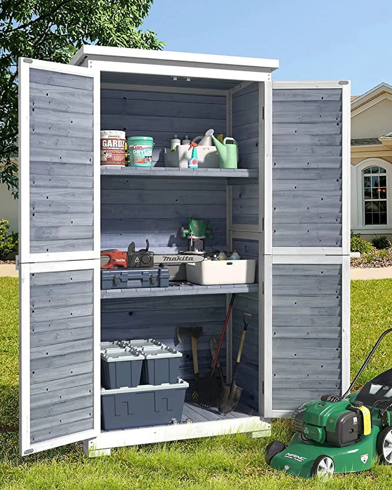 Outdoor Storage Cabinet Garden Shed with Asphalt Roof W6306