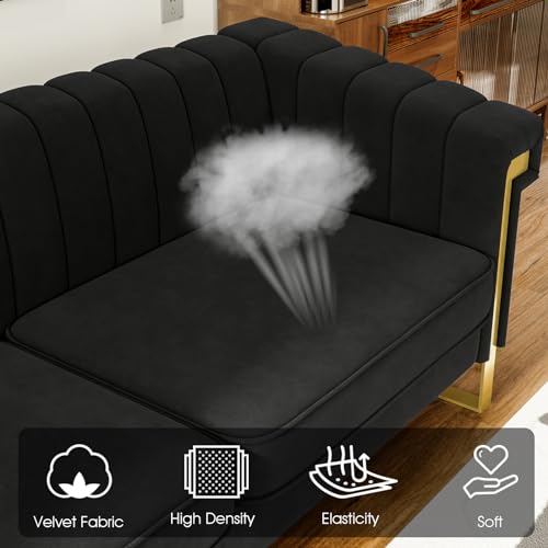 83" Velvet 3-Seater Tufted Sofa with Solid Wood Frame V9870