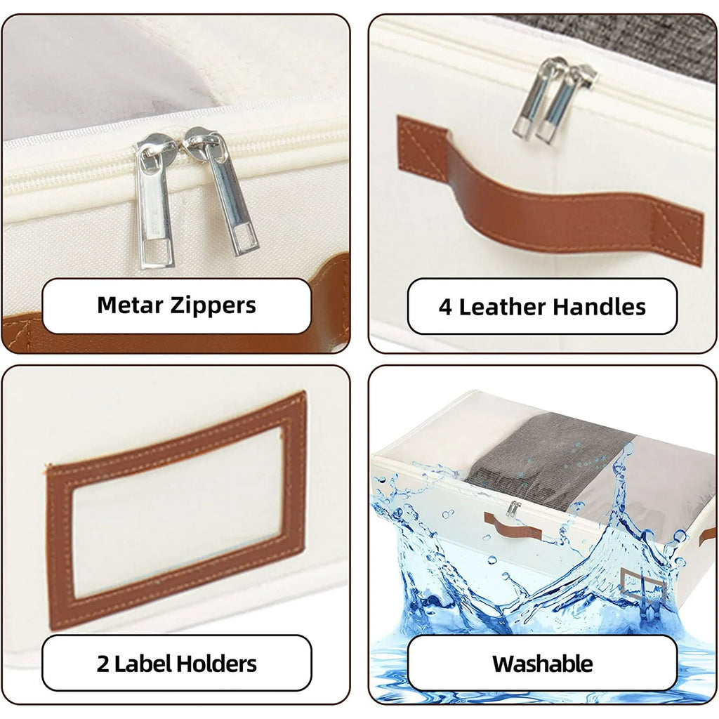 Under Bed Storage Box, Collapsible with Handles, Beige W470