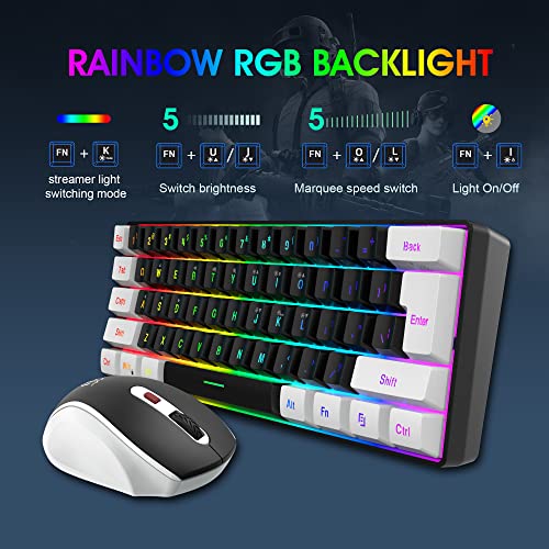 Wireless Gaming Keyboard and Mouse Combo, 2.4G Mini Mechanical Feel, Ergonomic Vertical Mouse H886