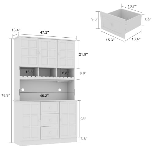 Modern Kitchen Pantry with Glass Doors and Adjustable Shelves R421