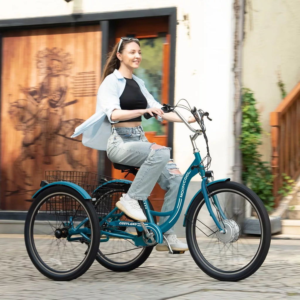 24" 350W 36V 7-Speed Electric Tricycle for Adults with Basket and LED Headlight J133702