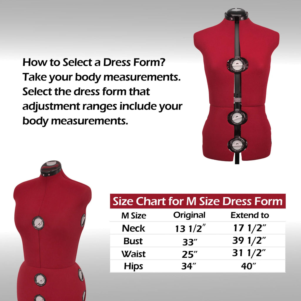 Adjustable Female Mannequin Dress Form with Stand, Red Y110751