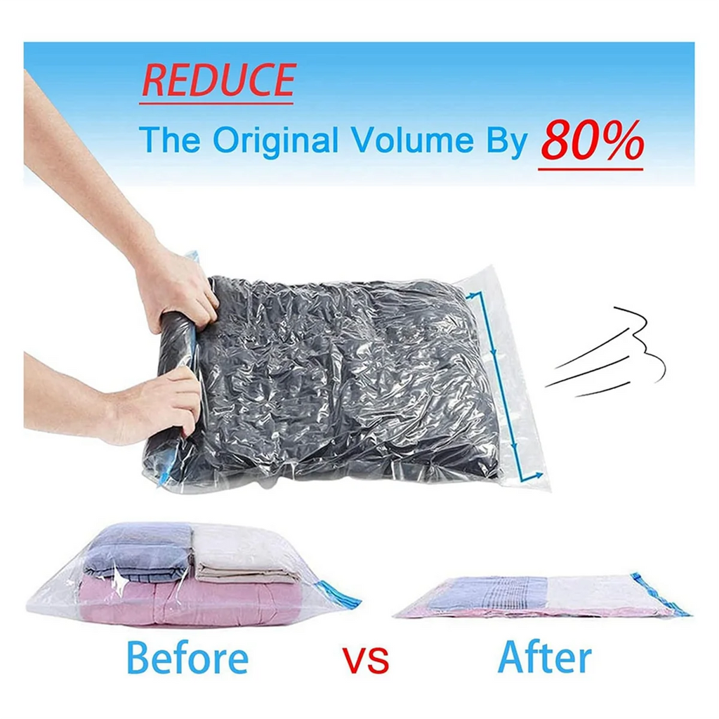 Reusable Roll Up Compression Bags for Travel, Medium Vacuum Storage Y7384