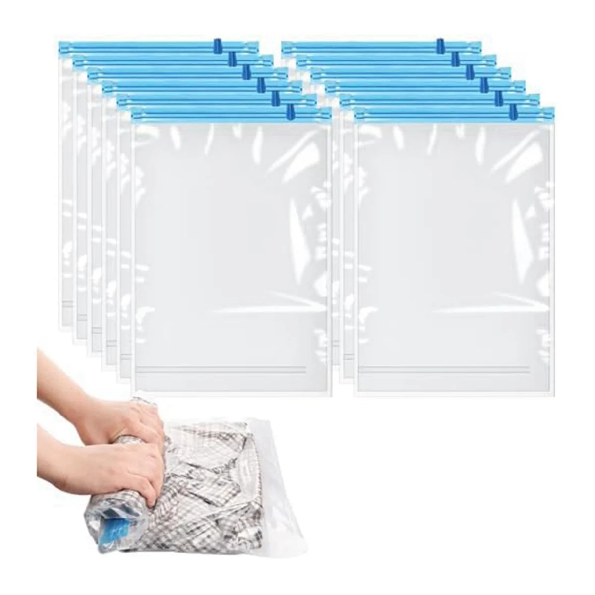 Reusable Roll Up Compression Bags for Travel, Medium Vacuum Storage Y7384