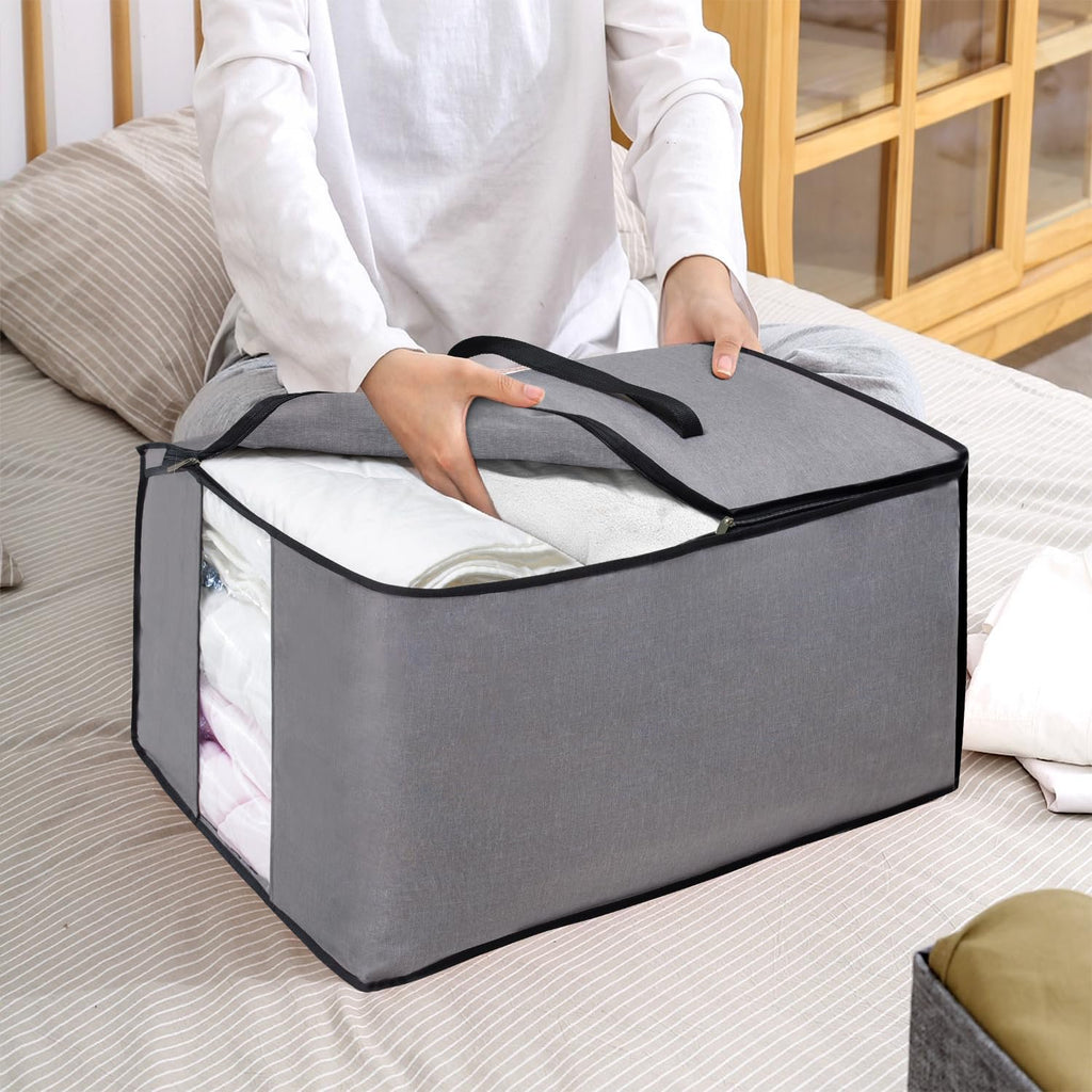 Storage Bag for Bedding, Blankets and Clothes, Foldable Organizer, Grey T5005