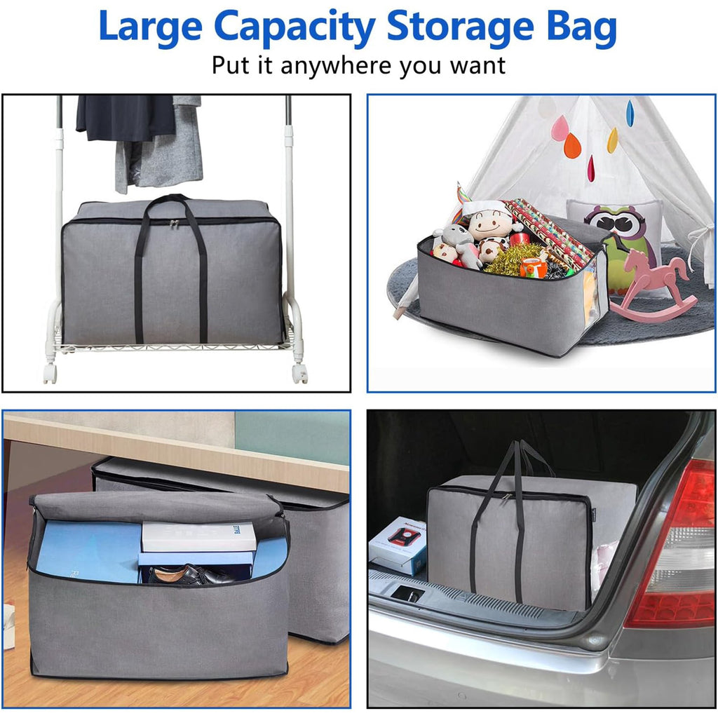 Storage Bag for Bedding, Blankets and Clothes, Foldable Organizer, Grey T5005