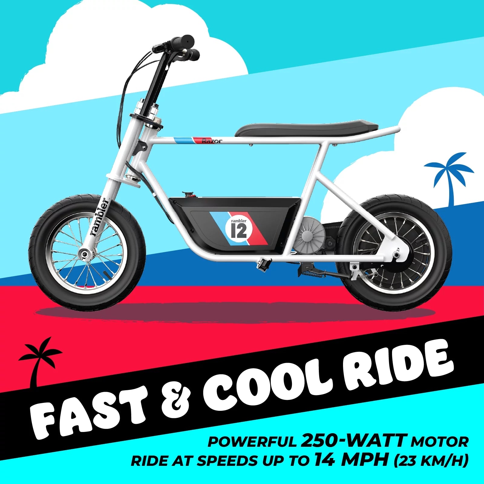 12 Seated Electric Scooter White 14 mph 12 Air-Filled Tires for Teens I13871