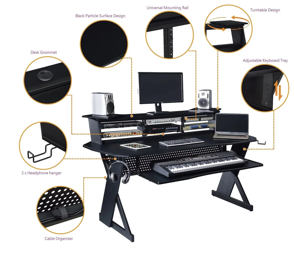 Music Recording Studio Desk Workstation with 3 x 4U Rack Y169694