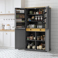 Farmhouse 77inch Kitchen Pantry, Freestanding Tall Cupboard Storage Cabinet with 3 Adjustable Shelves,8 Door Shelves and 3 Drawers,for Kitchen Dining Room (White@Pantry)