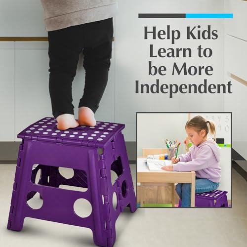 Folding Step Stool for Adults and Kids, One-Flip Open, Black D6735