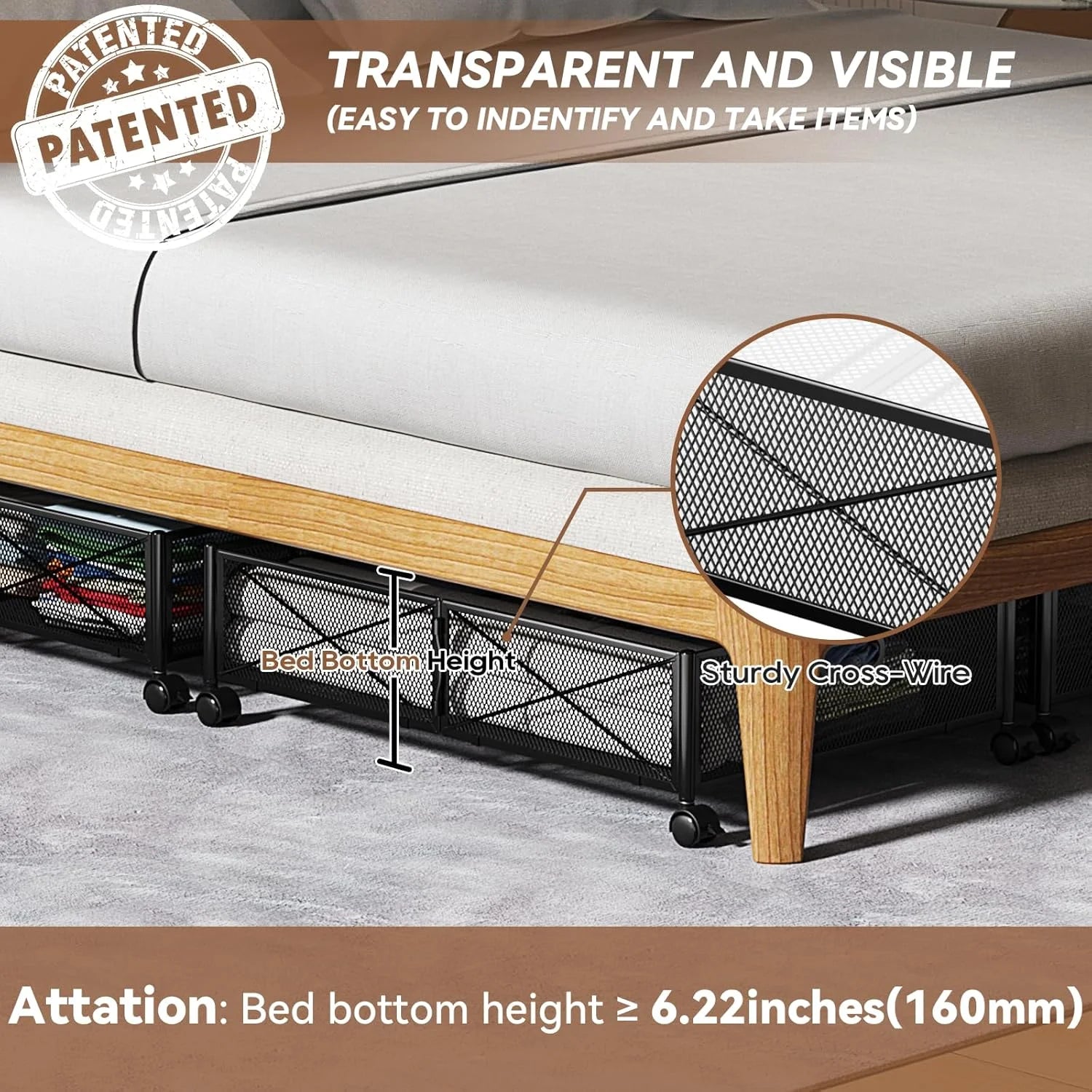 Under Bed Storage Containers with Wheels, 2 Pack U520266
