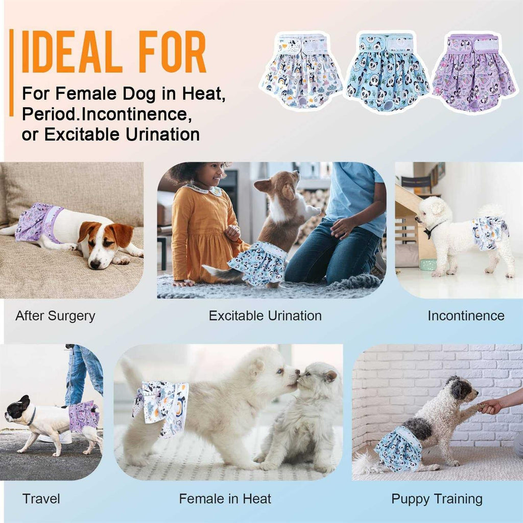 Washable Dog Diapers for Female Dogs, 3 Pack, Reusable Leak-Proof Puppy Diapers L5446