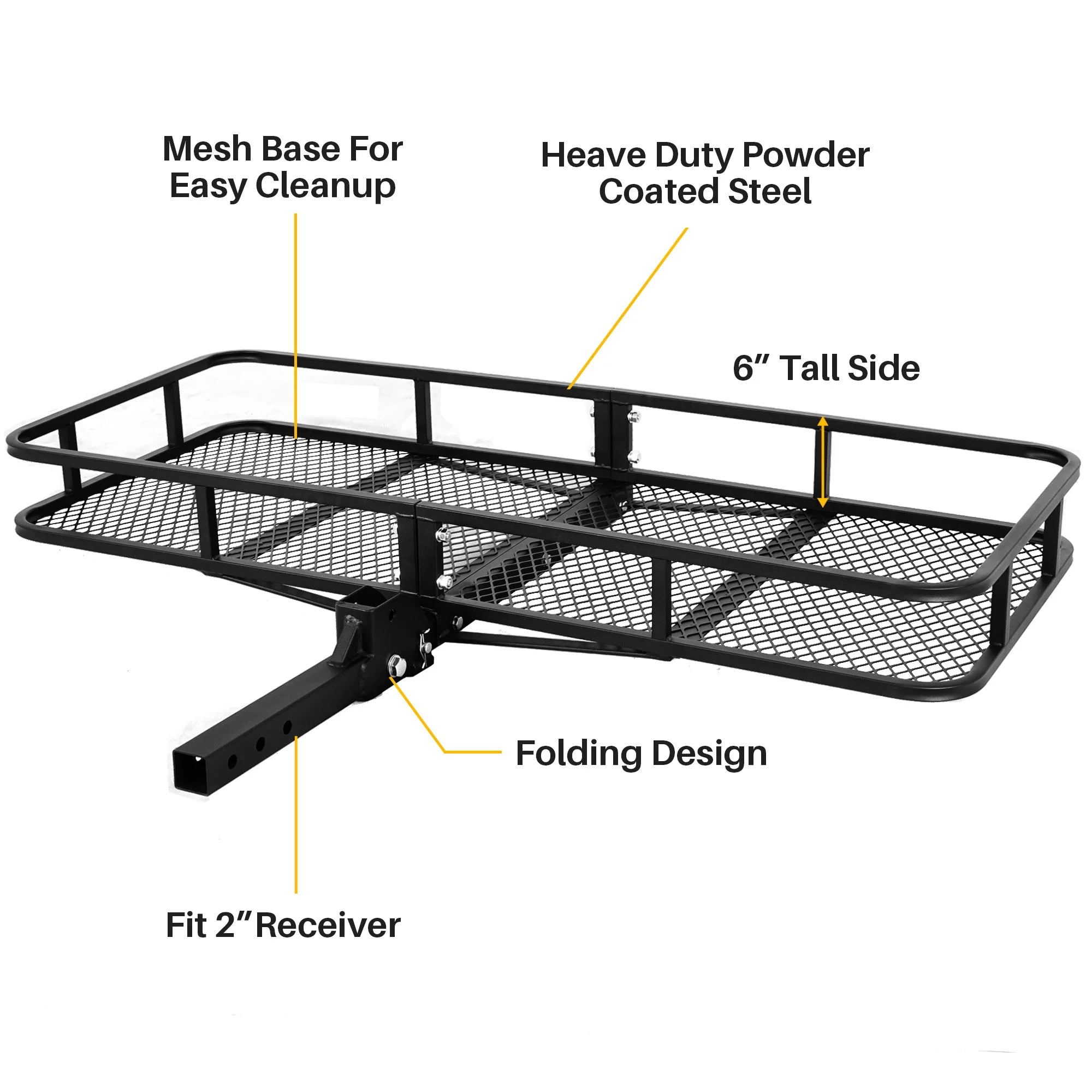 Folding Cargo Carrier Luggage Basket 2" Receiver Hitch 60" R34916