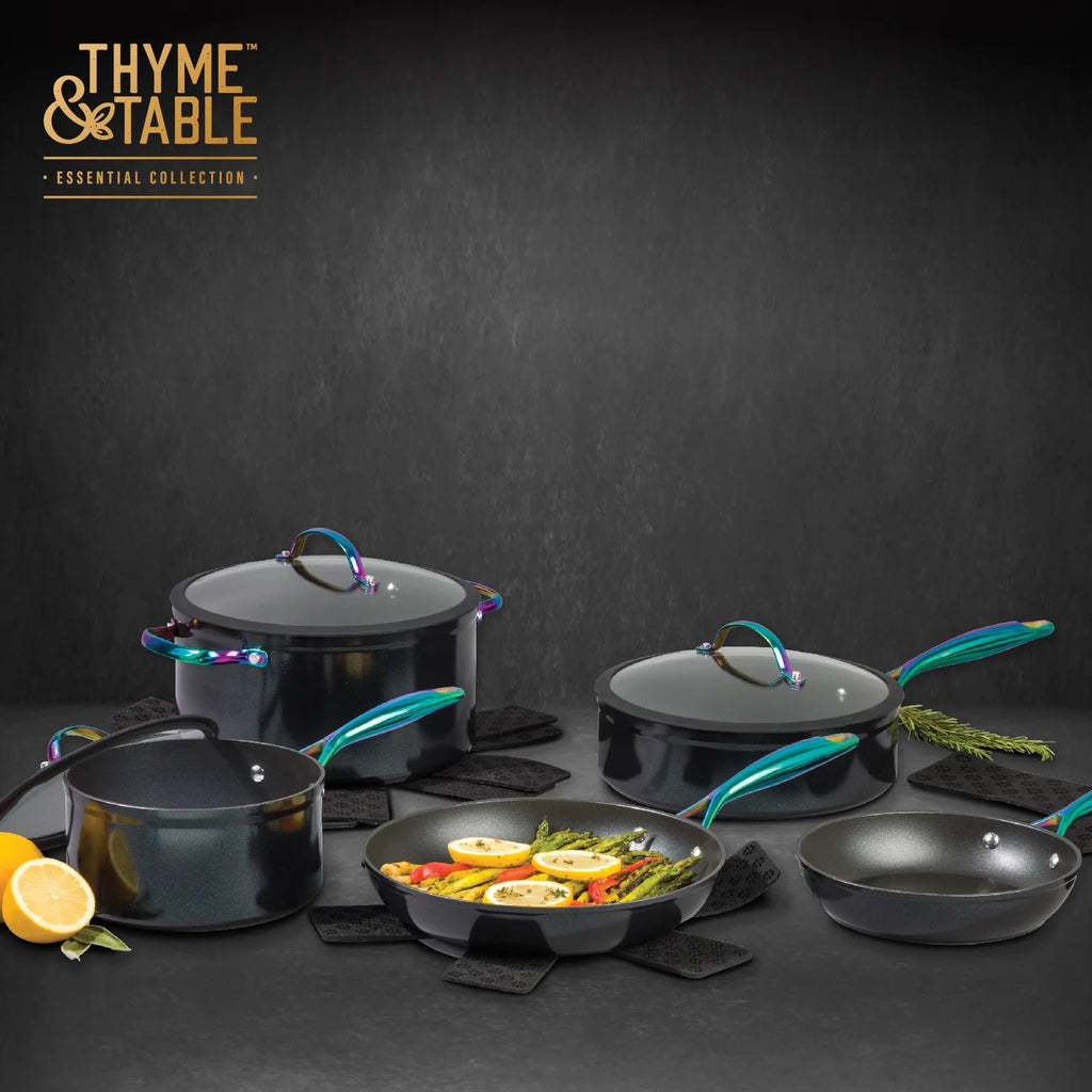 Non-Stick 12-Piece Cookware Set, Black & Rainbow R769
