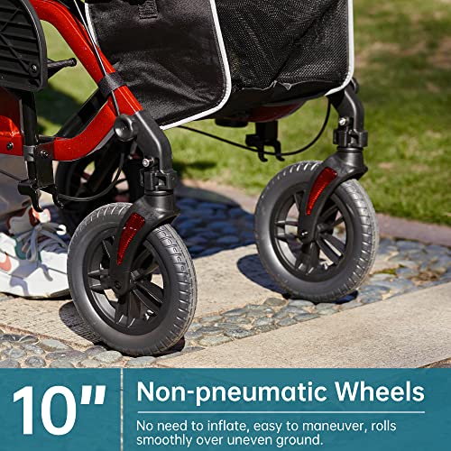 All-Terrain 2 in 1 Rollator Walker & Transport Chair with 10" Wheels, Blue K492