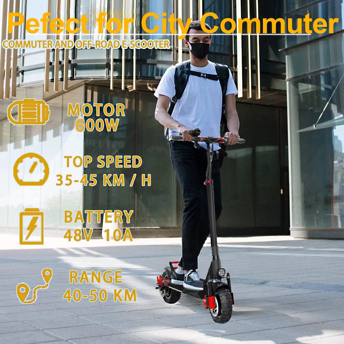 Electric Scooter 28 mph, 25 Miles Range, 700W, 10" Tires, Foldable J207