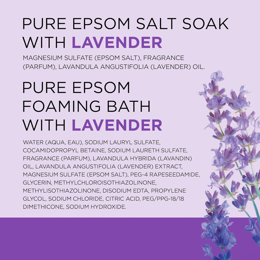 Epsom Salt Soaking Solution and Foaming Bath Combo Pack, Lavender J14544