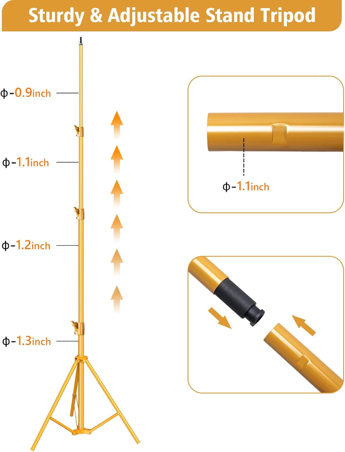 Photography Backdrop Stand, 10x10ft, Gold, with Carry Bag O967328