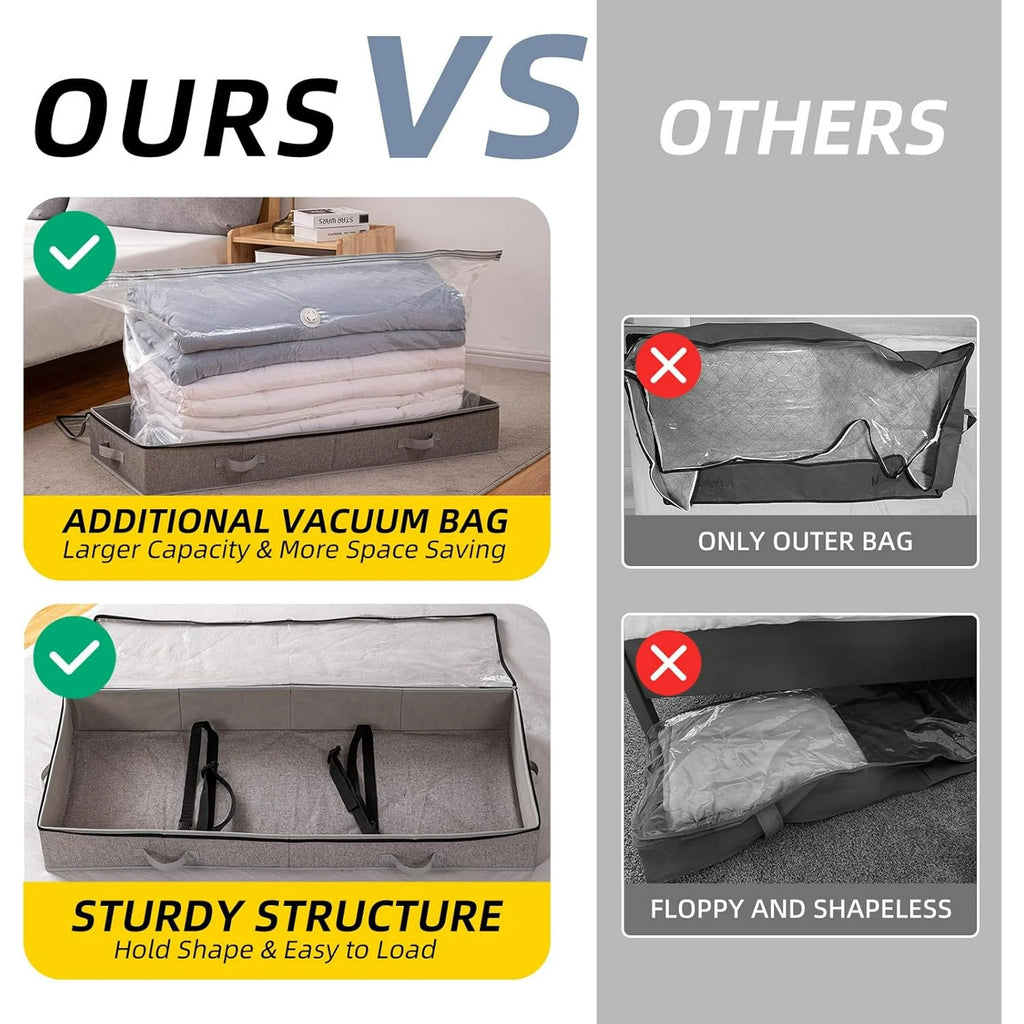 Under Bed Vacuum Seal Storage Bags for Comforters, Large Foldable Box R522566