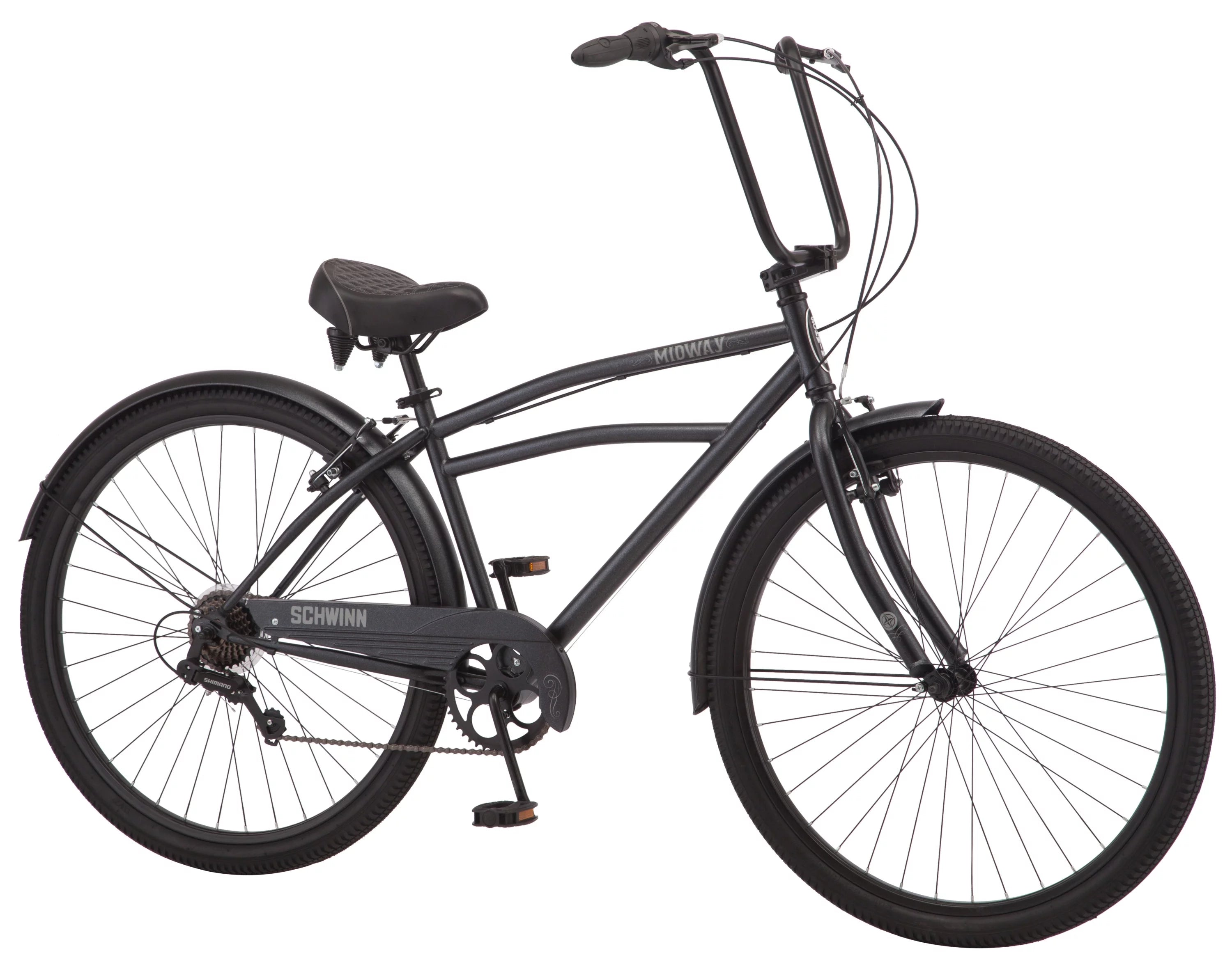 Men's cruiser bike, 29-inch wheels, 7 speeds, black H354974