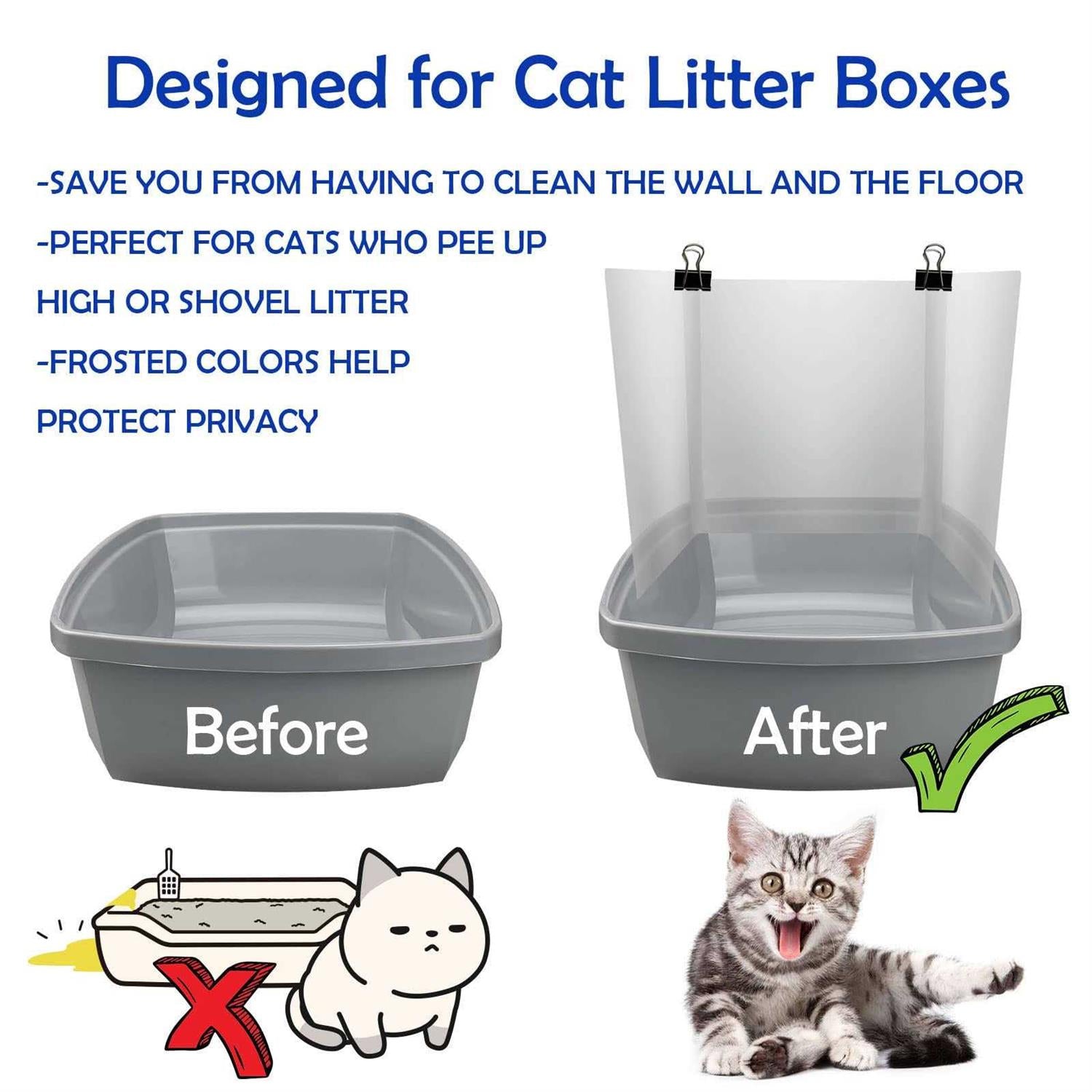 Cat Litter Box Pee Shields, 3 Pack, Easy Clean Anti-Splashing O418