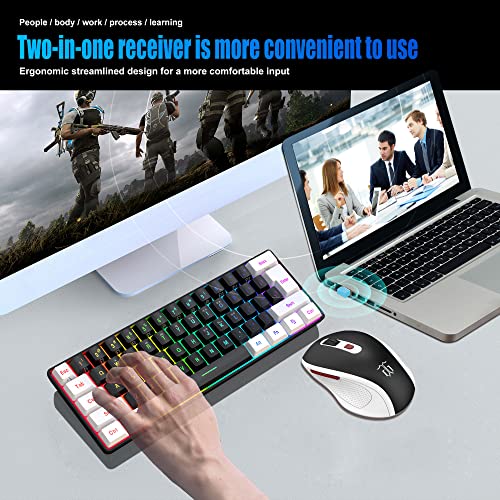 Wireless Gaming Keyboard and Mouse Combo, 2.4G Mini Mechanical Feel, Ergonomic Vertical Mouse H886