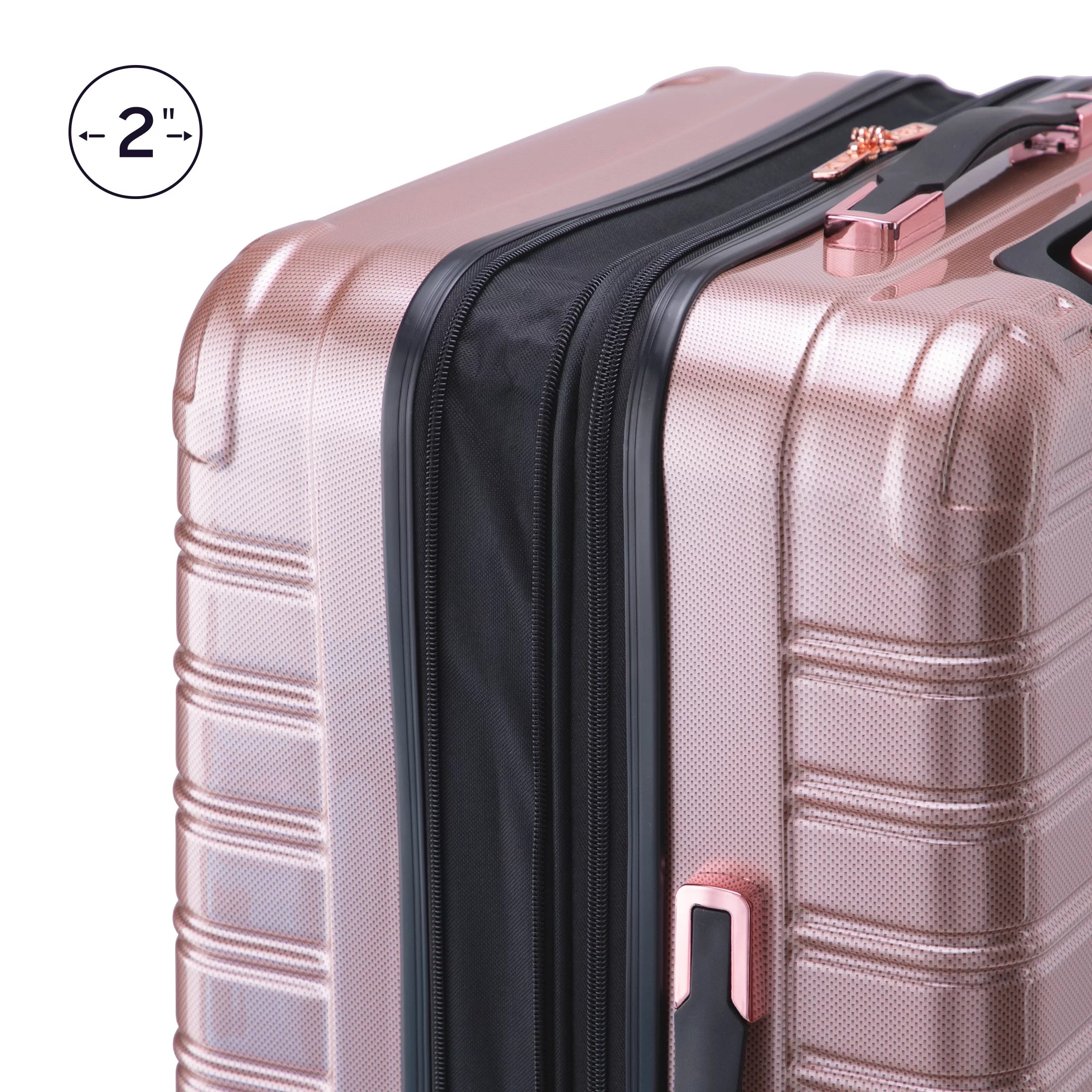 Hardside Luggage 3 Piece Set, 20" Carry-on, 24" and 28" Checked, Rose Gold B9174