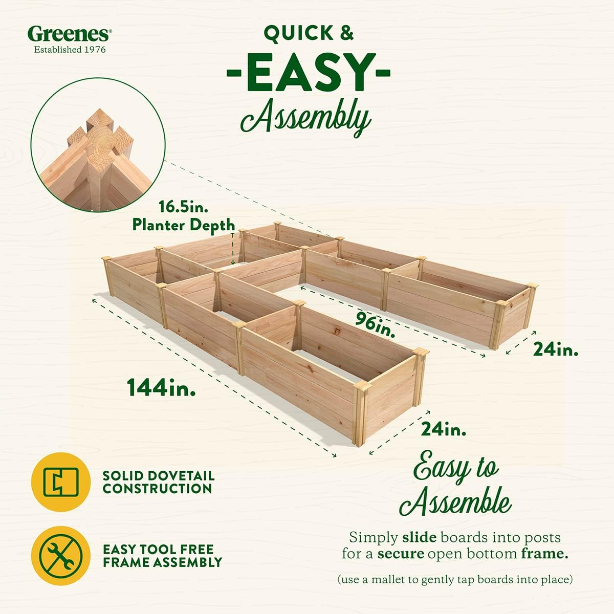 Cedar Raised Garden Bed, 8' x 12' x 16.5" U-Shaped U1093