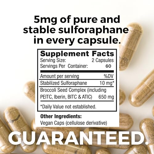 Broccoli Supplement with Stabilized Sulforaphane Extract, 30 Vegetable Capsules W3668