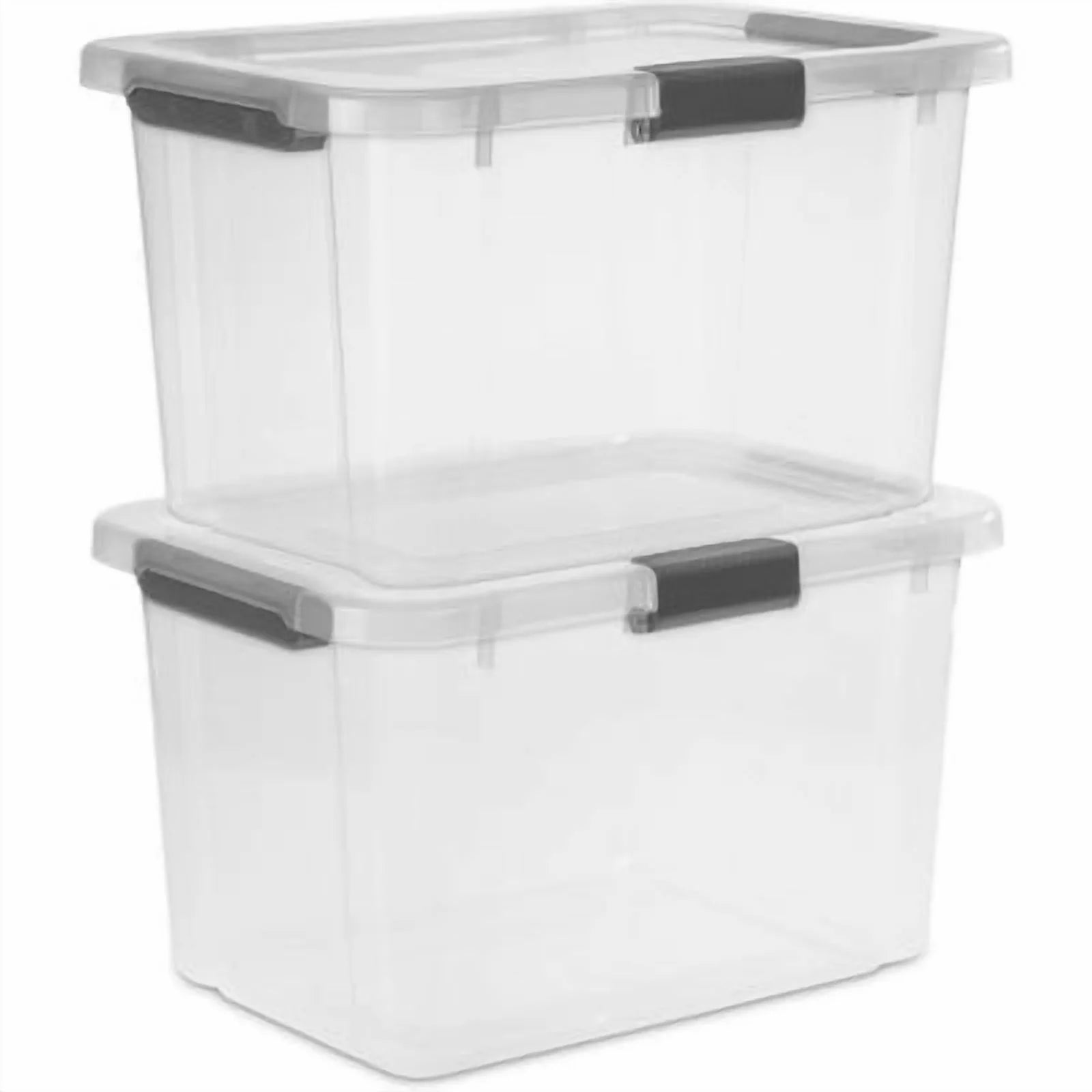 Plastic Storage Tote with Hinged Lid and Handles, Stackable O2837