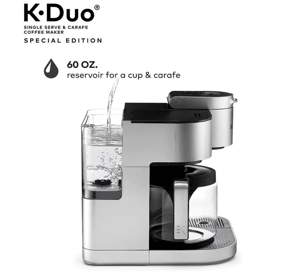 Single Serve and 12-Cup Drip Coffee Maker with K-Cup Pod Compatibility, Silver E8286