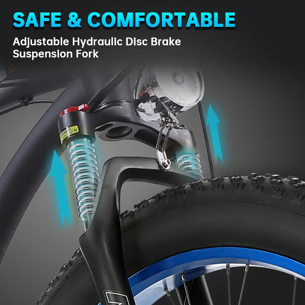 Electric Bike Fat Tire 26" Adults Aluminum Frame 750W Motor 48V 12.5AH C6861