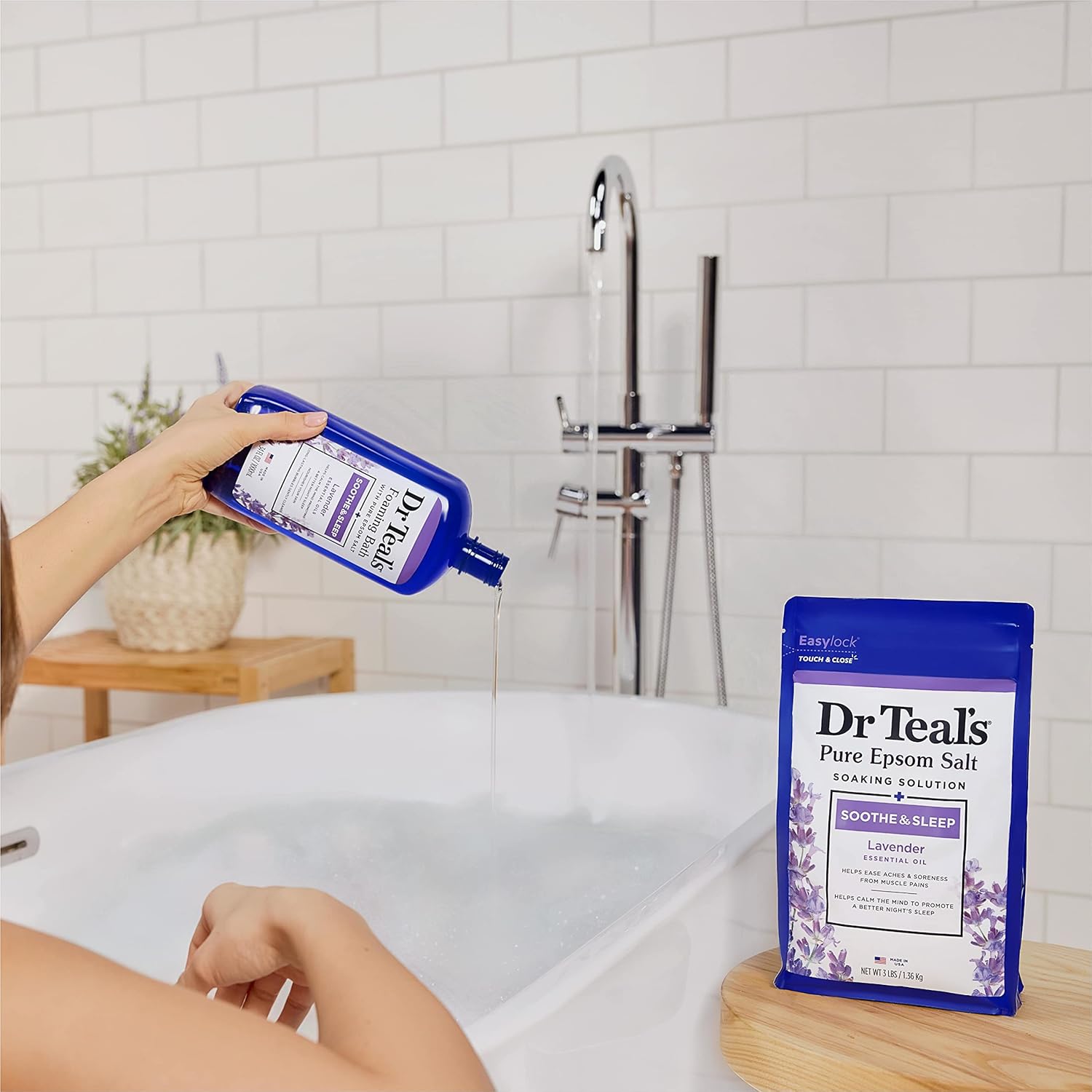 Epsom Salt Soaking Solution and Foaming Bath Combo Pack, Lavender J14544