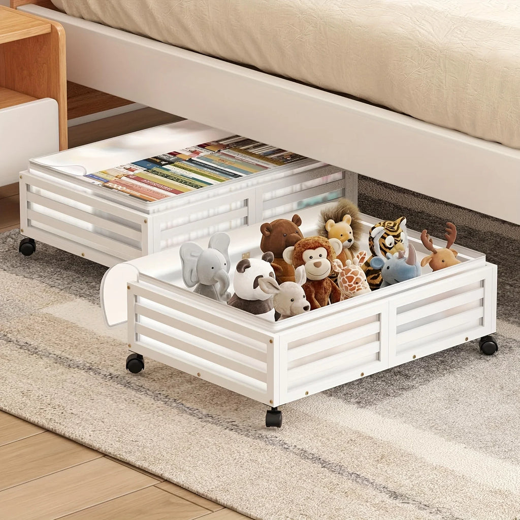 Bamboo Under-Bed Storage Bins with Wheels, 2-Pack E3624