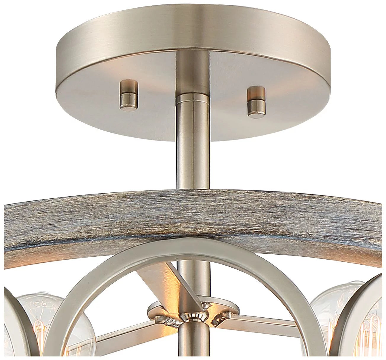 Rustic Farmhouse Semi Flush Mount Ceiling Light 16" Wide 3-Light LED W900
