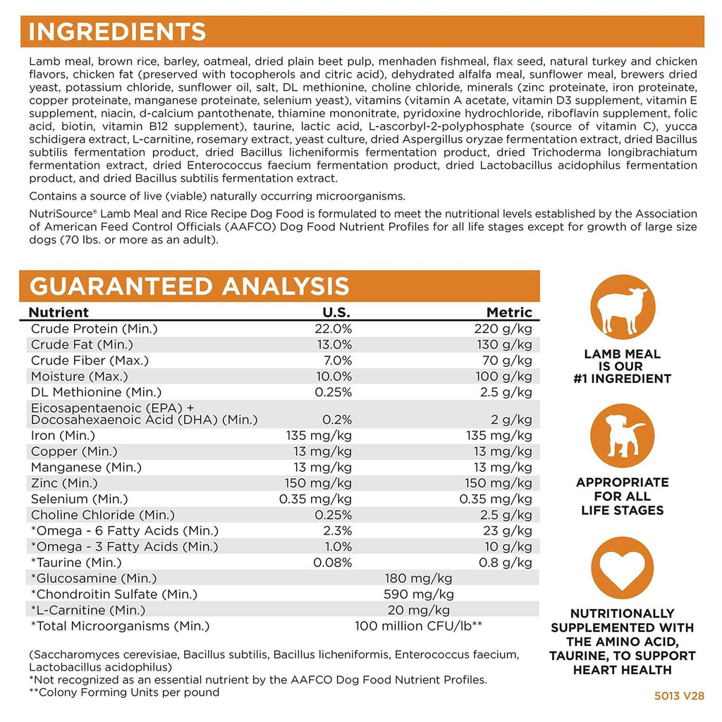 Lamb Rice Dry Dog Food E952