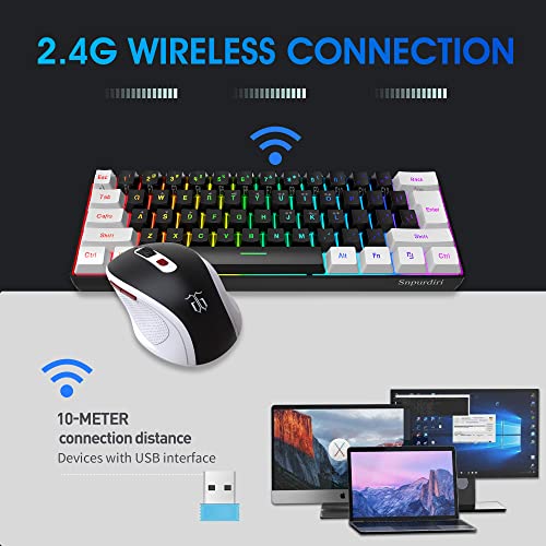 Wireless Gaming Keyboard and Mouse Combo, 2.4G Mini Mechanical Feel, Ergonomic Vertical Mouse H886