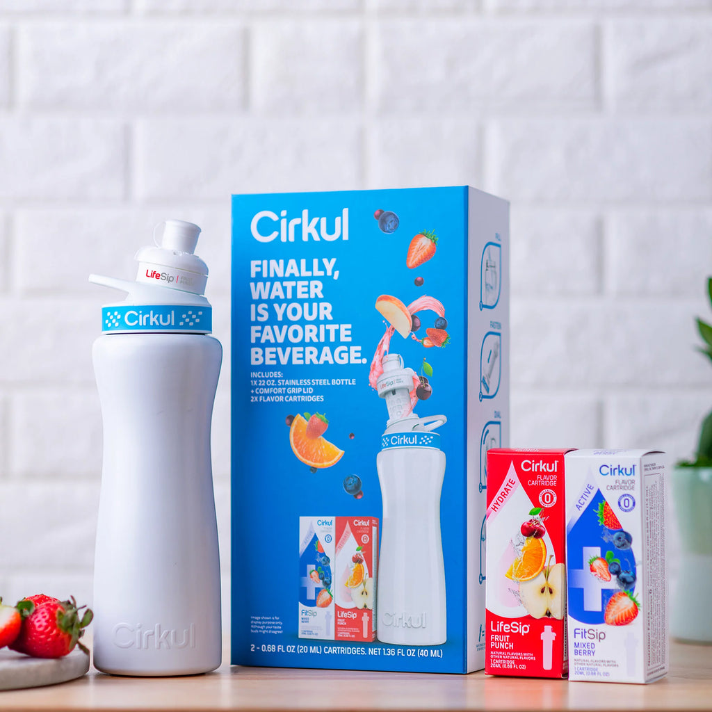 22oz Stainless Steel Water Bottle Starter Kit with 2 Flavor Cartridges W7144