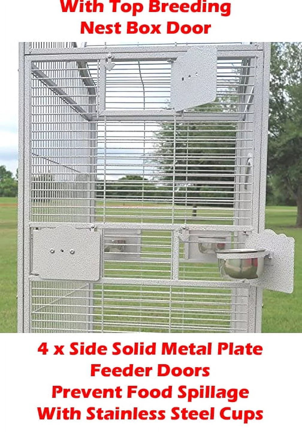 Extra Large Wrought Iron Open Play Top Bird Cage Stand with Rolling Stand H302654