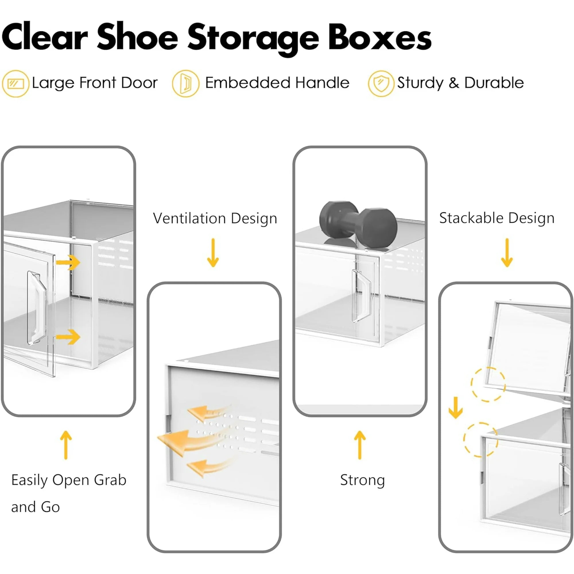 Shoe Storage Box 12 Pack Stackable Breathable M250