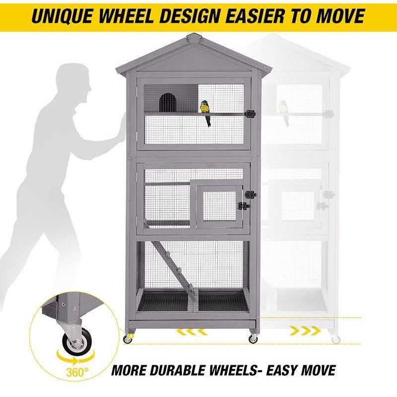 Wooden Large Bird Cage on Wheels F731626
