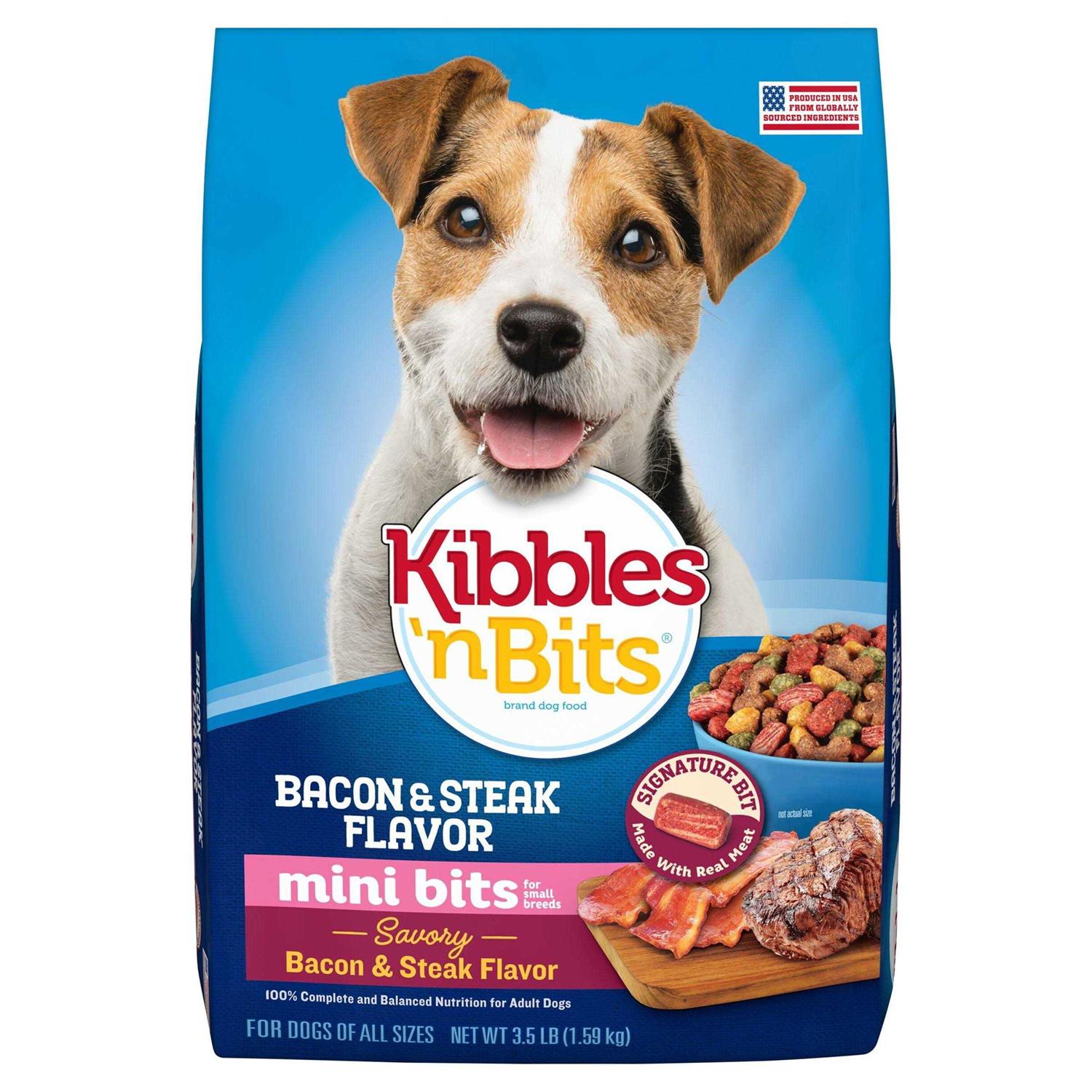 Kibbles n Bits Mini Bits Bacon &amp; Steak Flavor Dry Small Breed Dog Food - Pet Supplies online store