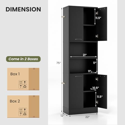 Bathroom Storage Cabinet with 4 Doors and 2 Open Shelves L789